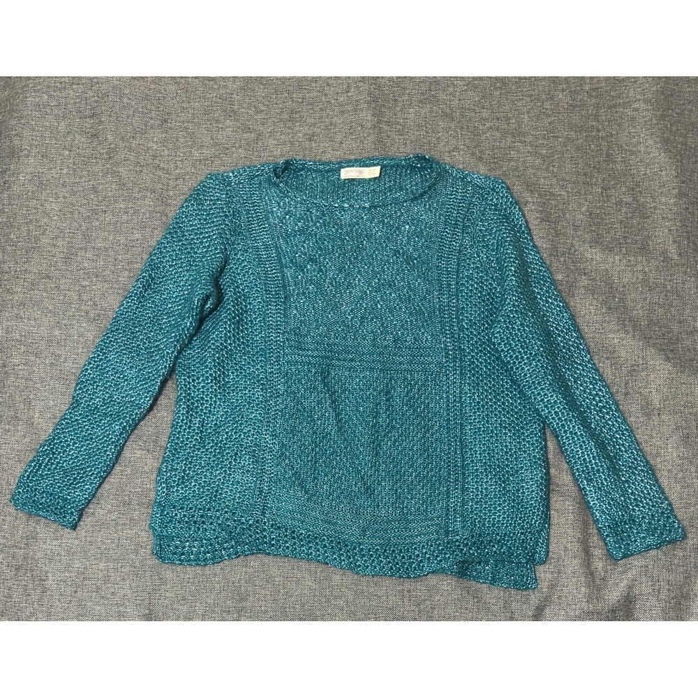 Faded Glory Womens XXL Sweater Teal Blue Knit Long Sleeve Pullover